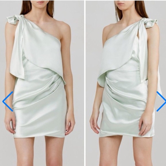 Significant Other Mint Green One-Shoulder Satin Dress - Picture 11 of 12